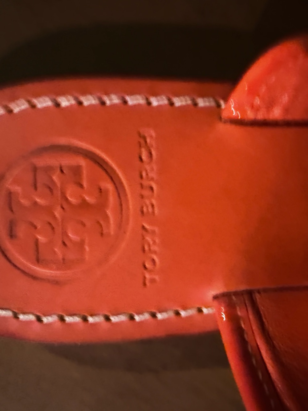 Tory Burch Orange Cutout Leather Slide Sandals. Size 8.5 - Picture 2 of 4